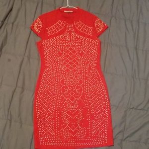 Red midi dress